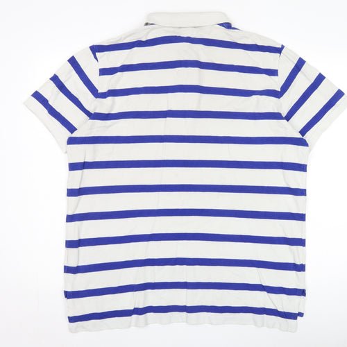 Polo by Ralph Lauren Men's White Striped Polo 2XL