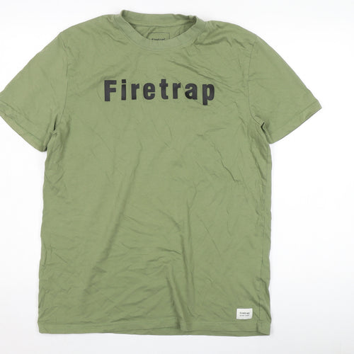 Firetrap Men's L Green Crew Neck T-Shirt with Logo