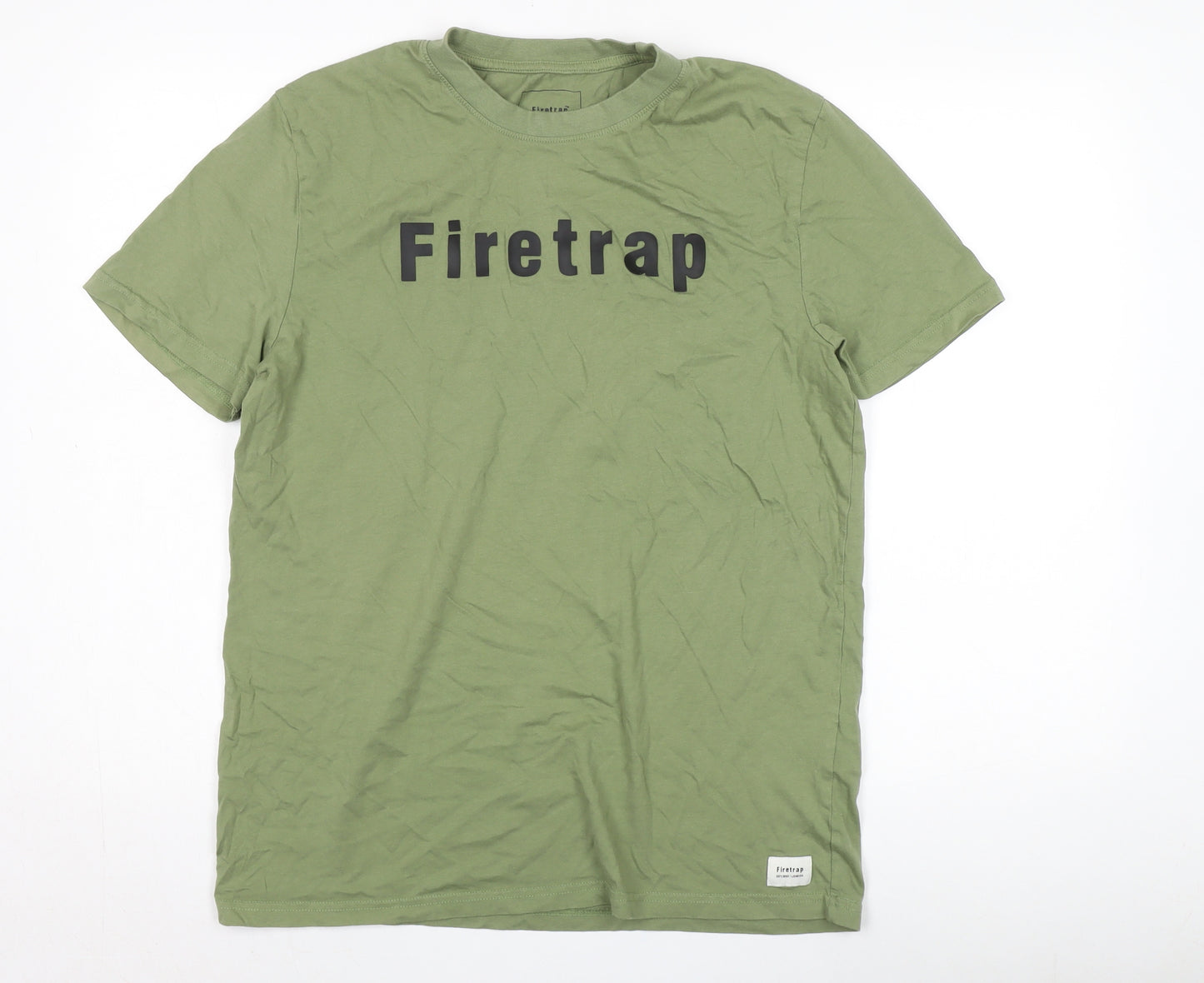 Firetrap Men's L Green Crew Neck T-Shirt with Logo