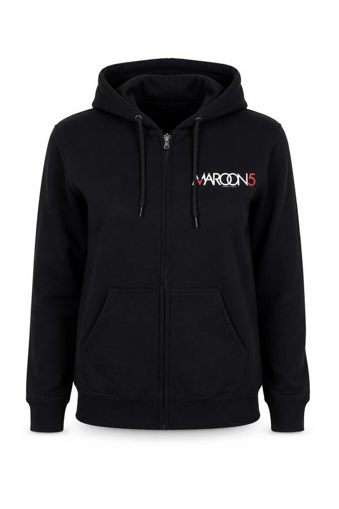 Gildan Unisex Maroon 5 Black Full Zip Hoodie Size S