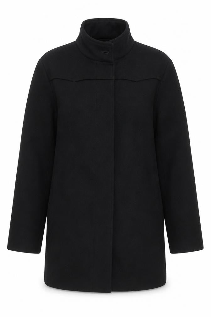Front view of Blood & Glitter Women's Black Wool Pea Coat, size L