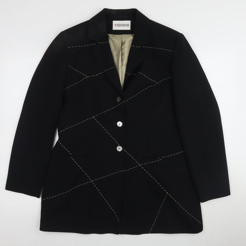 Windsmoor Women's Black Blazer Size 14 Geometric Pattern