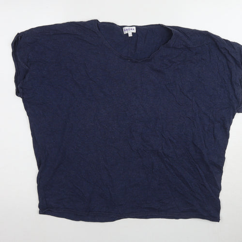 Brora Women's Blue Relaxed Fit Basic T-Shirt