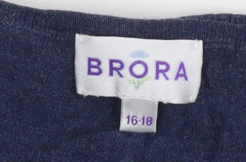 Brora Women's Blue Relaxed Fit Basic T-Shirt
