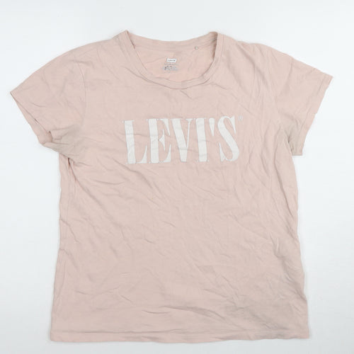 Levi's Women's Pink Cotton T-Shirt, Medium, Casual Wear