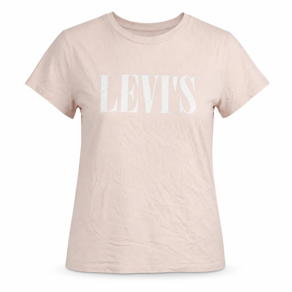 Front view of Levi's Women's Pink Cotton T-Shirt, Medium, Casual Wear