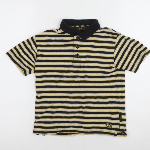 JCB Boys Black Striped Polo Shirt, 5-6 Years, Casual Knit