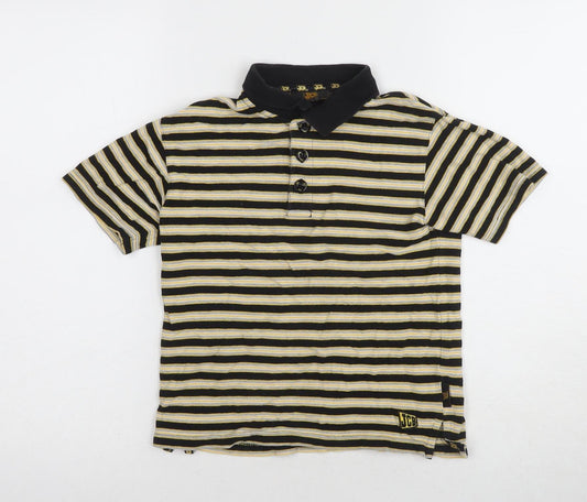 JCB Boys Black Striped Polo Shirt, 5-6 Years, Casual Knit