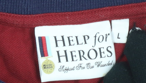 Help for Heroes Men's Red Polo Shirt L Short Sleeve