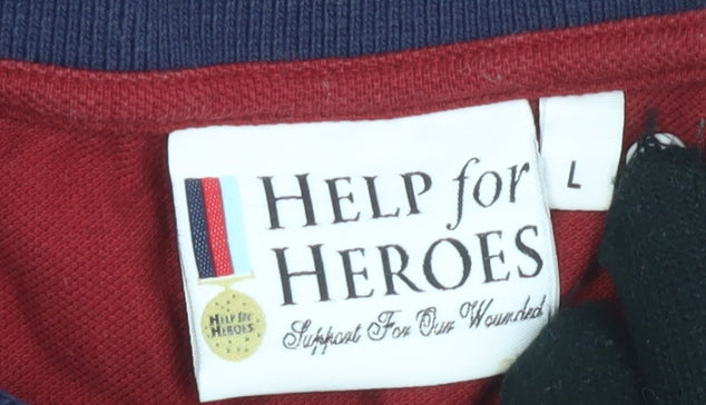 Help for Heroes Men's Red Polo Shirt L Short Sleeve