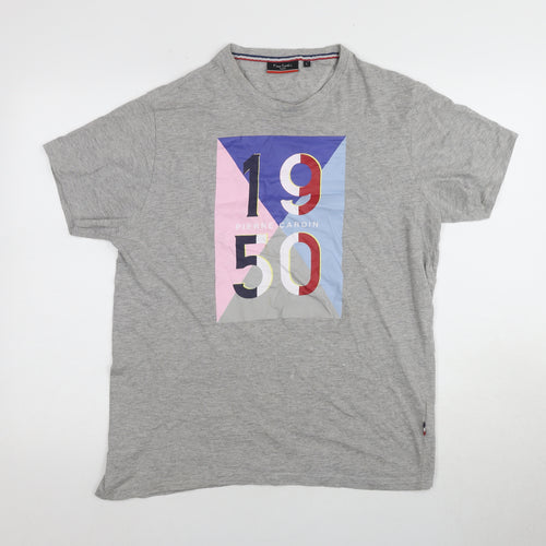 Pierre Cardin Men's Grey Graphic Print T-Shirt L