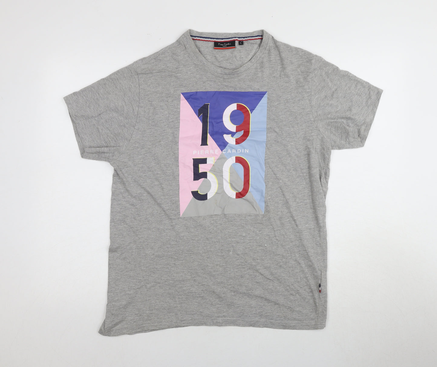 Pierre Cardin Men's Grey Graphic Print T-Shirt L