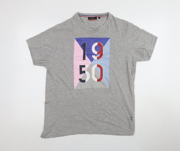 Pierre Cardin Men's Grey Graphic Print T-Shirt L