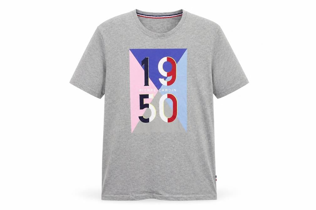 Pierre Cardin Men's Grey Graphic Print T-Shirt L