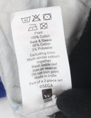 Sonic Boys Blue/Grey Pyjama Top, 8-9 Years, Cartoon Style