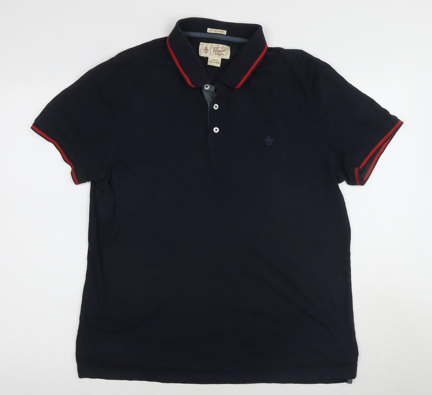 Original Penguin Men's Black Slim Fit Polo Size L