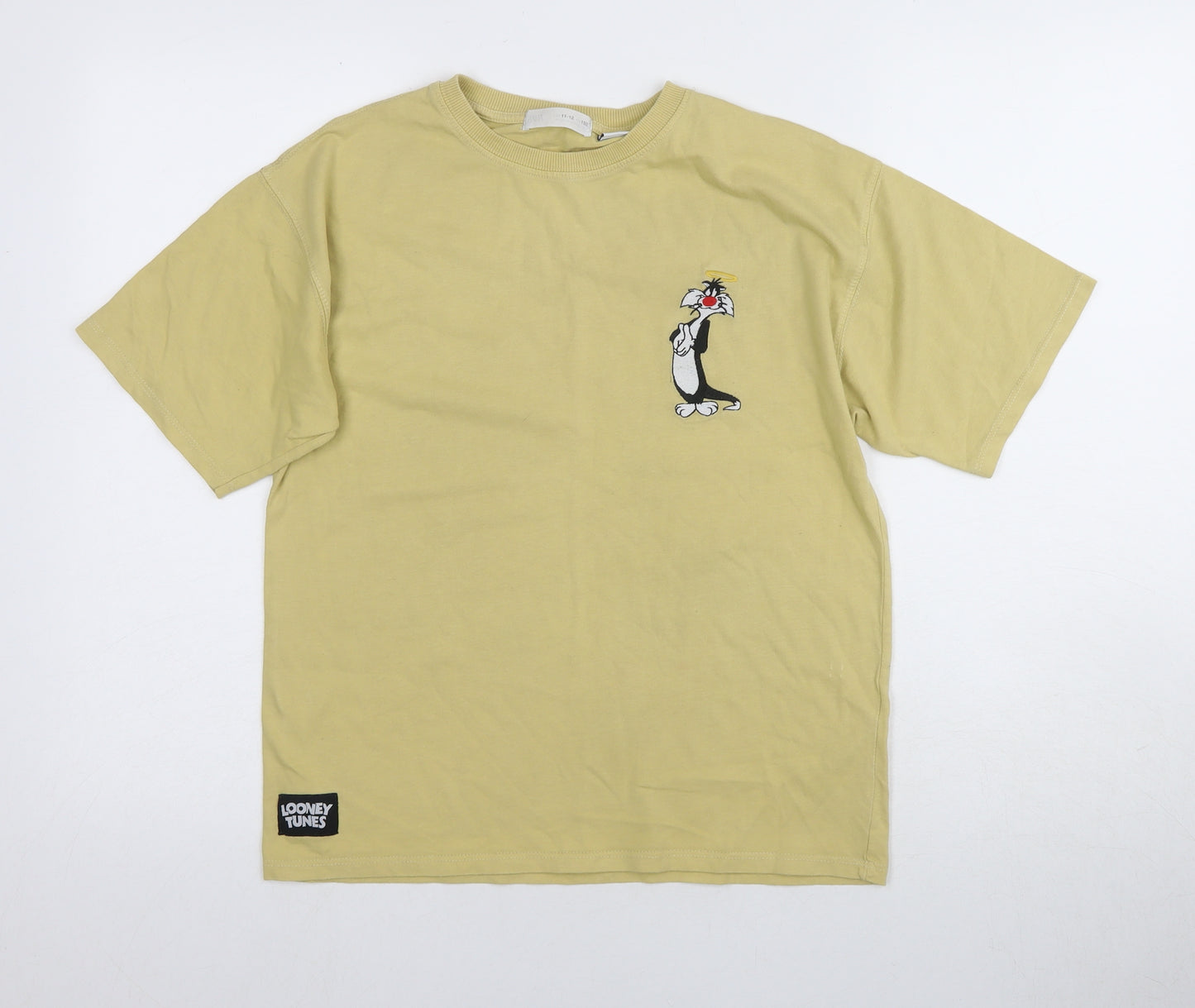 Looney Tunes Yellow Kids T-Shirt, Size 152, Graphic Jersey Top