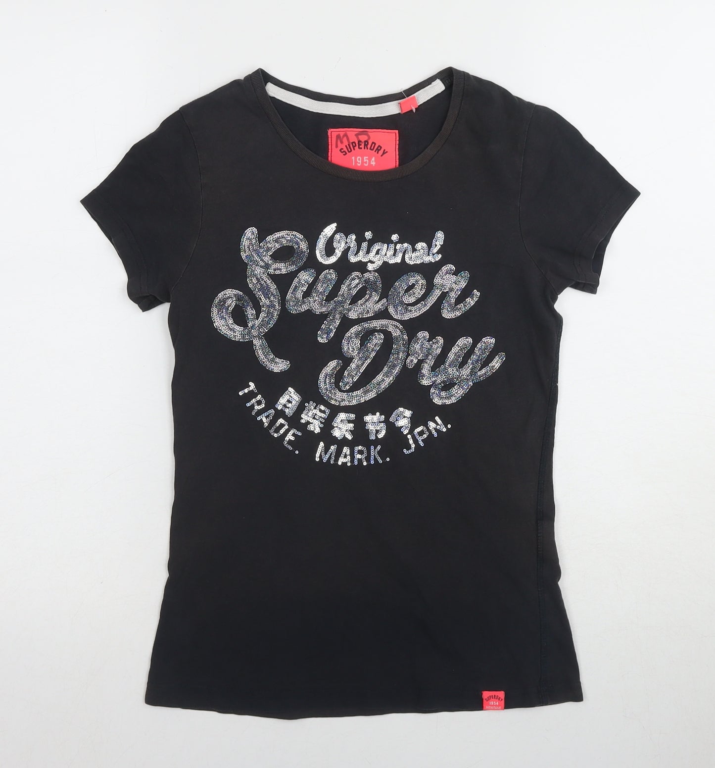 Superdry Women's Black XS Graphic Tee Slim Fit