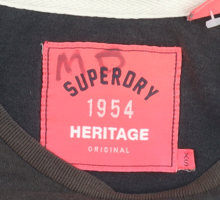 Superdry Women's Black XS Graphic Tee Slim Fit