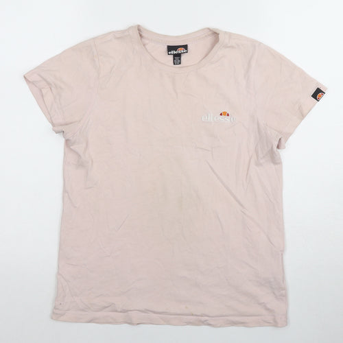 Ellesse Women's Pink T-Shirt M, Casual Short Sleeve Embroidered