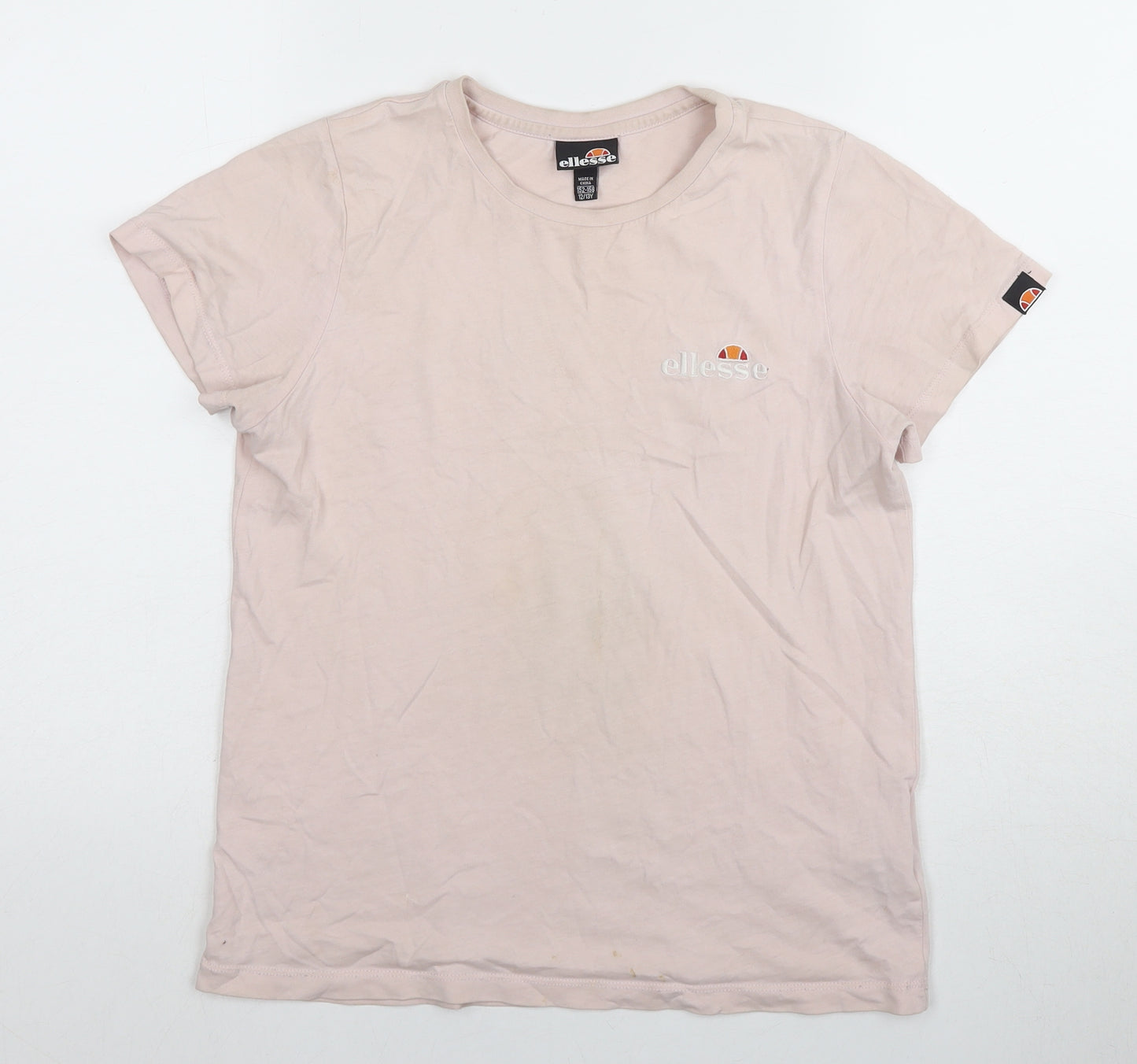 Ellesse Women's Pink T-Shirt M, Casual Short Sleeve Embroidered