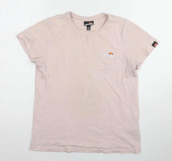 Ellesse Women's Pink T-Shirt M, Casual Short Sleeve Embroidered