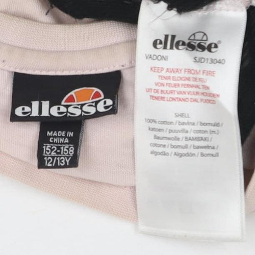 Ellesse Women's Pink T-Shirt M, Casual Short Sleeve Embroidered