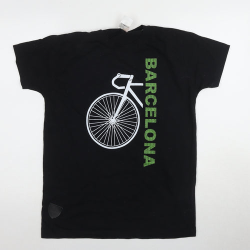 Barcelona Stylish Men's Black M T-Shirt, Sports Graphic