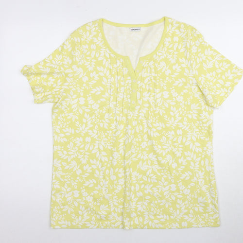 Damart Women's Yellow Floral T-Shirt, L, Casual