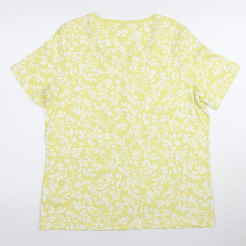 Damart Women's Yellow Floral T-Shirt, L, Casual