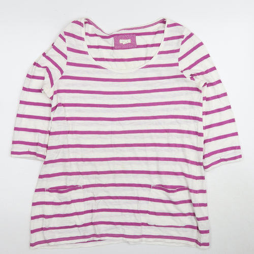 White Stuff Women's Multicoloured Striped Scoop Neck T-Shirt, Size 14
