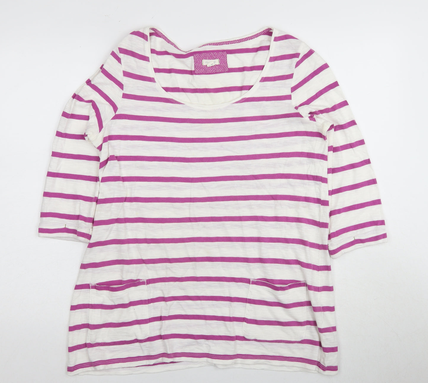 White Stuff Women's Multicoloured Striped Scoop Neck T-Shirt, Size 14
