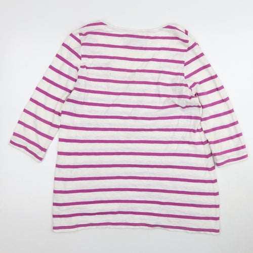 White Stuff Women's Multicoloured Striped Scoop Neck T-Shirt, Size 14