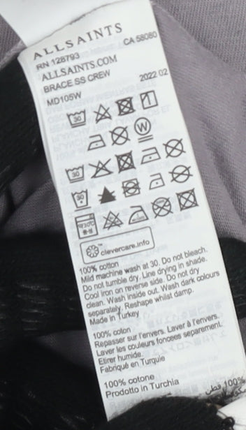 AllSaints Men's Grey Crew Neck T-Shirt, Medium