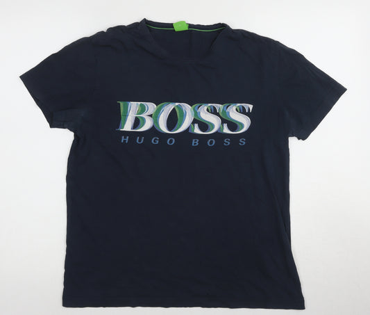 Hugo Boss Men's Blue Logo T-Shirt - Size M