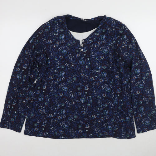 Damart Women's Blue Floral Button-Up Top 18