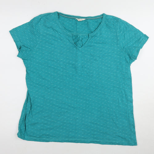 White Stuff Women's Green V-Neck T-Shirt Size 14