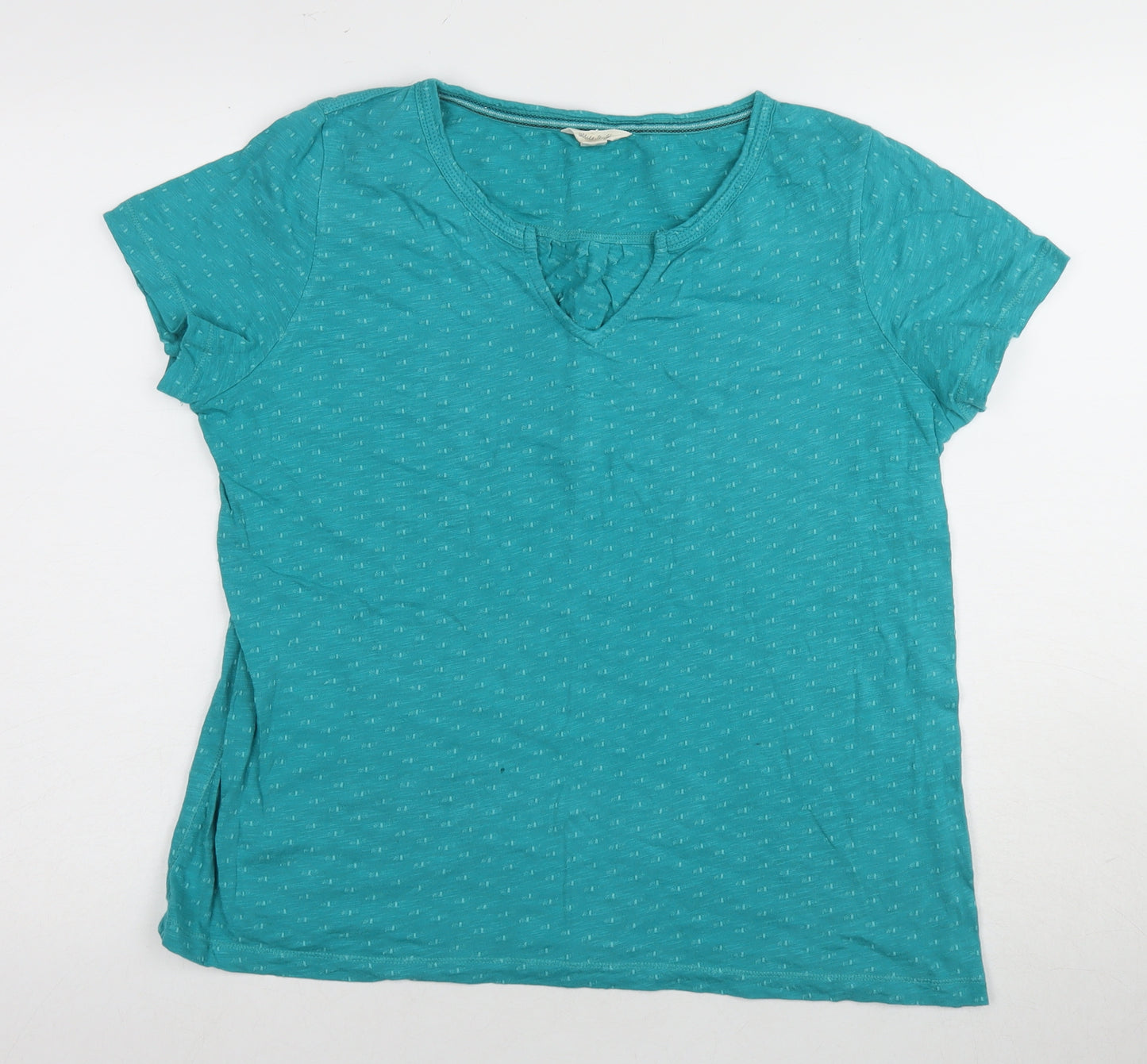 White Stuff Women's Green V-Neck T-Shirt Size 14