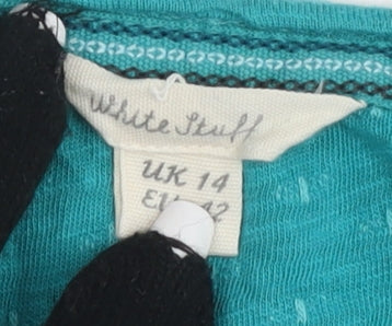 White Stuff Women's Green V-Neck T-Shirt Size 14