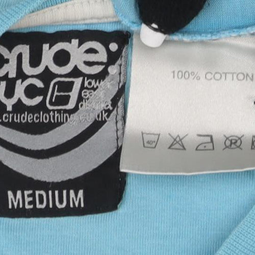 Crude NYC Men's Blue Graphic Print Medium T-Shirt
