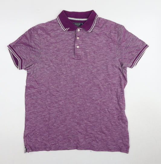 Maine Men's Purple Polo M Size Casual Cotton Top