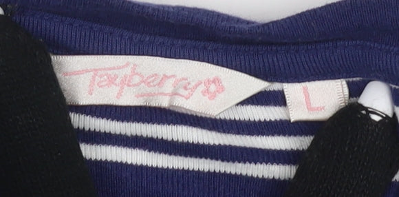 Texpery Women's Blue Striped T-Shirt L