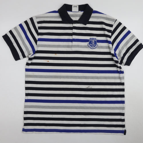 Everton Men's XL Multicoloured Striped Polo Shirt