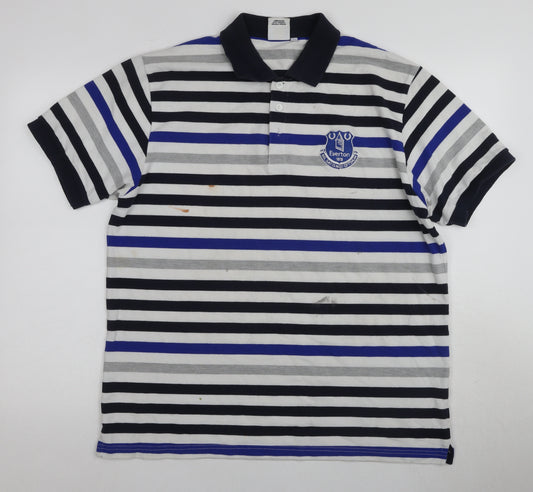 Everton Men's XL Multicoloured Striped Polo Shirt