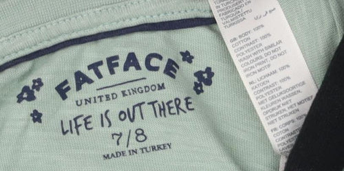FatFace Girls Green Floral T-Shirt, 7-8 Years, Embroidered Detail