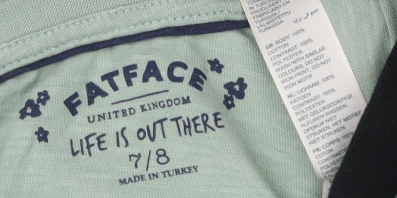 FatFace Girls Green Floral T-Shirt, 7-8 Years, Embroidered Detail