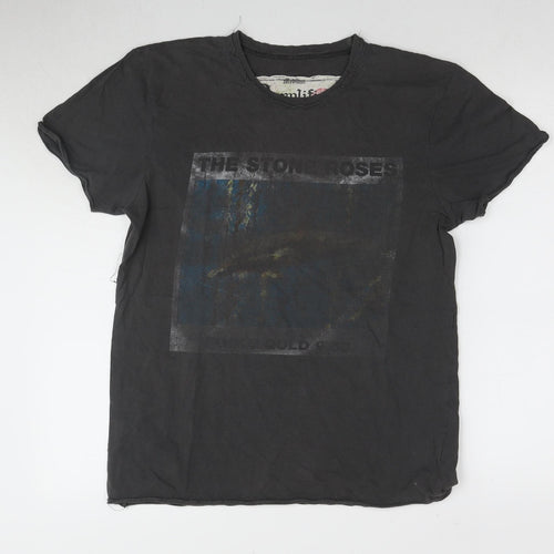 Amplified Men's Black Graphic Print T-Shirt, Medium