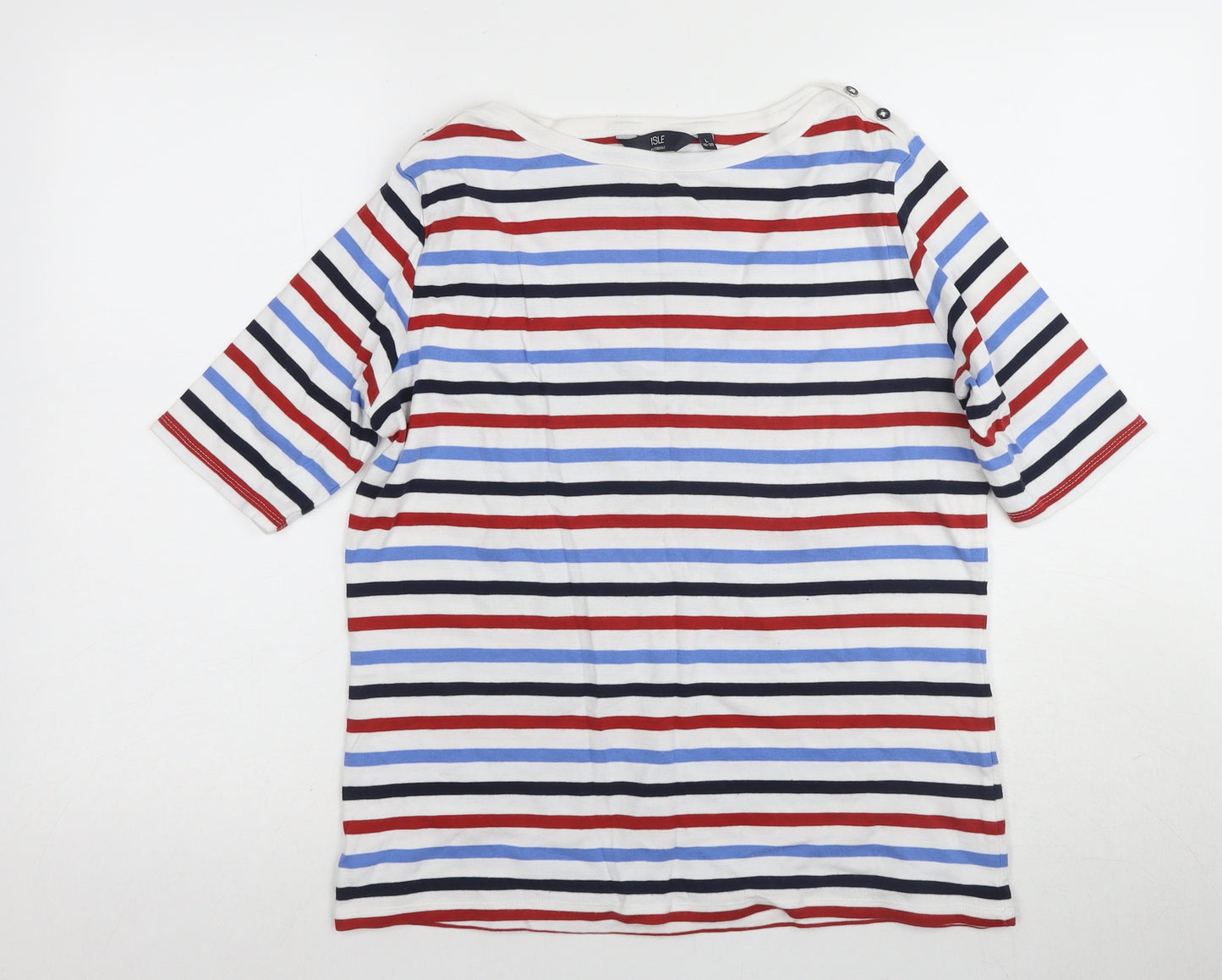 ISLE Women's Multicoloured Striped T-Shirt Size L