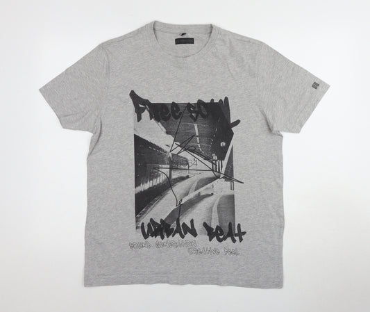 Freesoul Grey Graphic Print Men's T-Shirt L