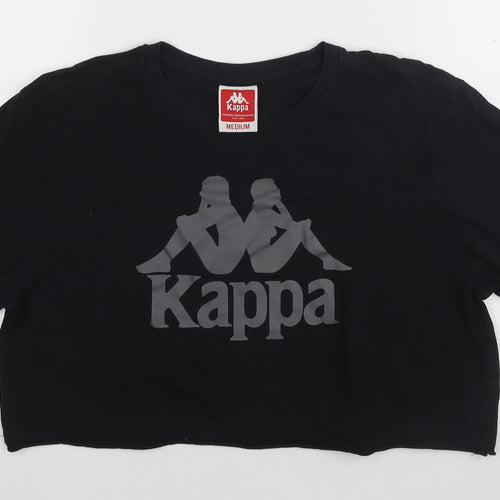 Kappa Unisex Black Cropped T-Shirt, M, Casual